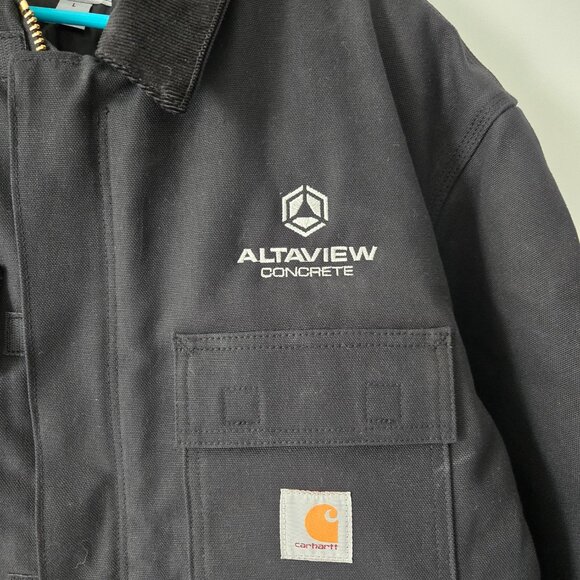 Carhartt Jacket Black Hood Canvas Quilt Lined - Picture 2 of 6